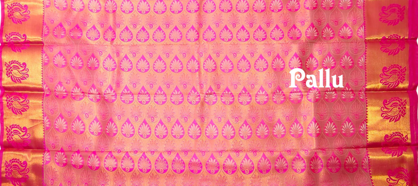 SREE KUMARAN Women's Kanchipuram Silk Pure Pattu Sarees With Blouse (VSK281-1)