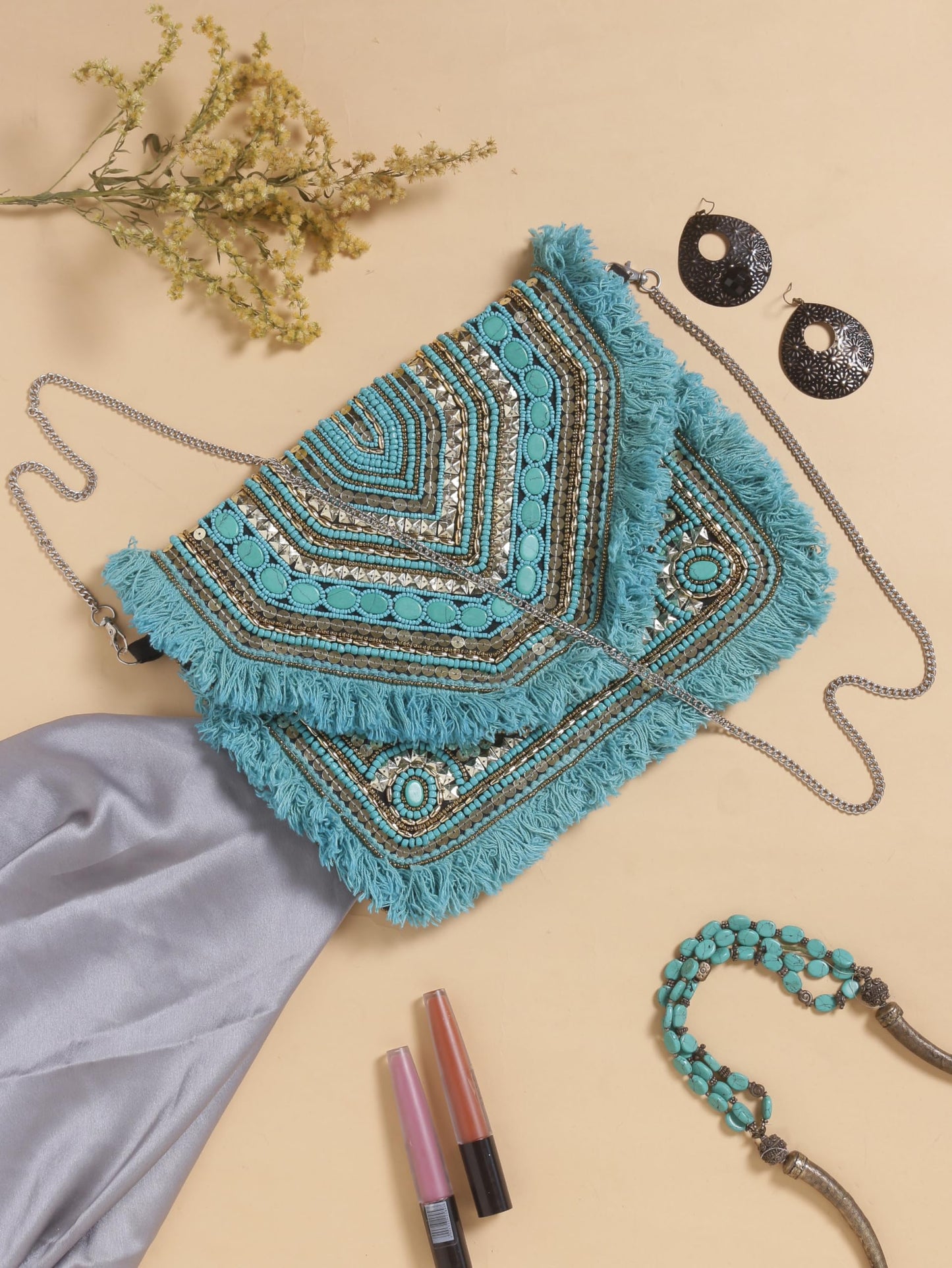 SWISNI Sea Green new banjara boho bag II Women's Traditional Designer Clutch For Women & Girls II Banjara Boho bag