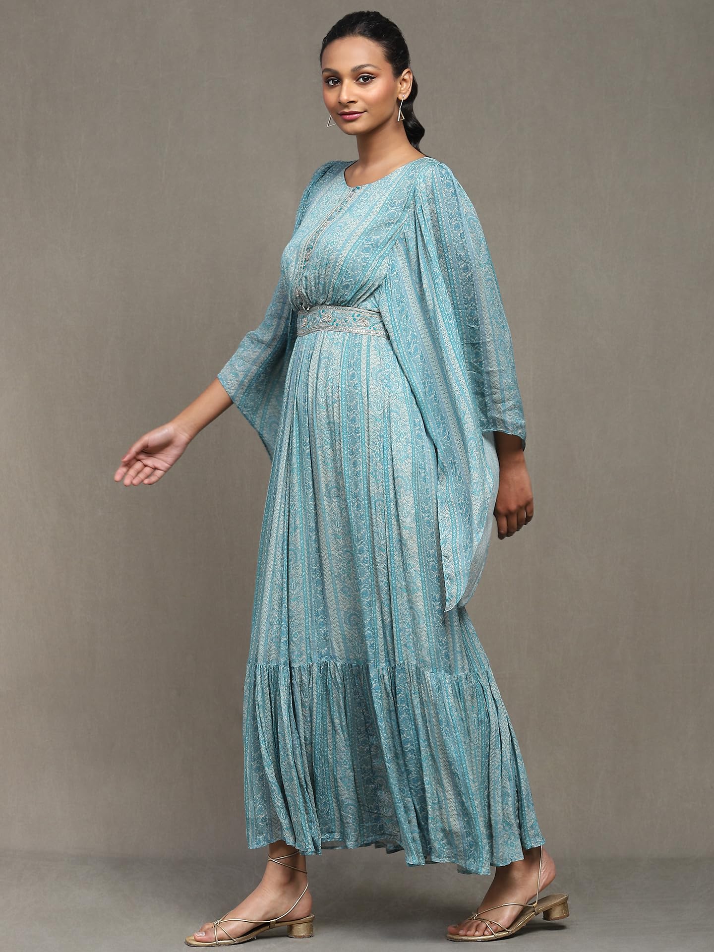 Ritu Kumar Blue Botanic Print Long Dress