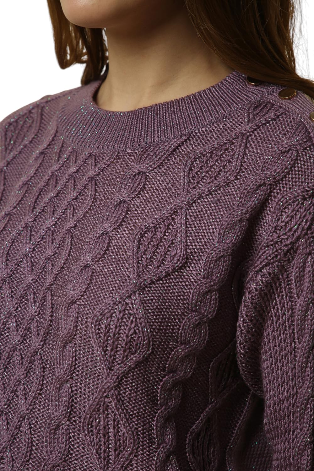 Allen Solly Women's Acrylic Blend Crew Neck Sweater (AHSWCRGPX63466_Purple