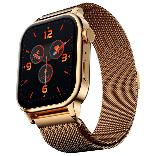 Fire-Boltt Rise Smart Watch, 1.85" HD Display, Metal Body with Bluetooth Calling, Rotating Crown, AI Voice Assistant, 120 Sports Modes, Neon UI, SpO2 & Heart Rate Monitoring (Gold Millanese)