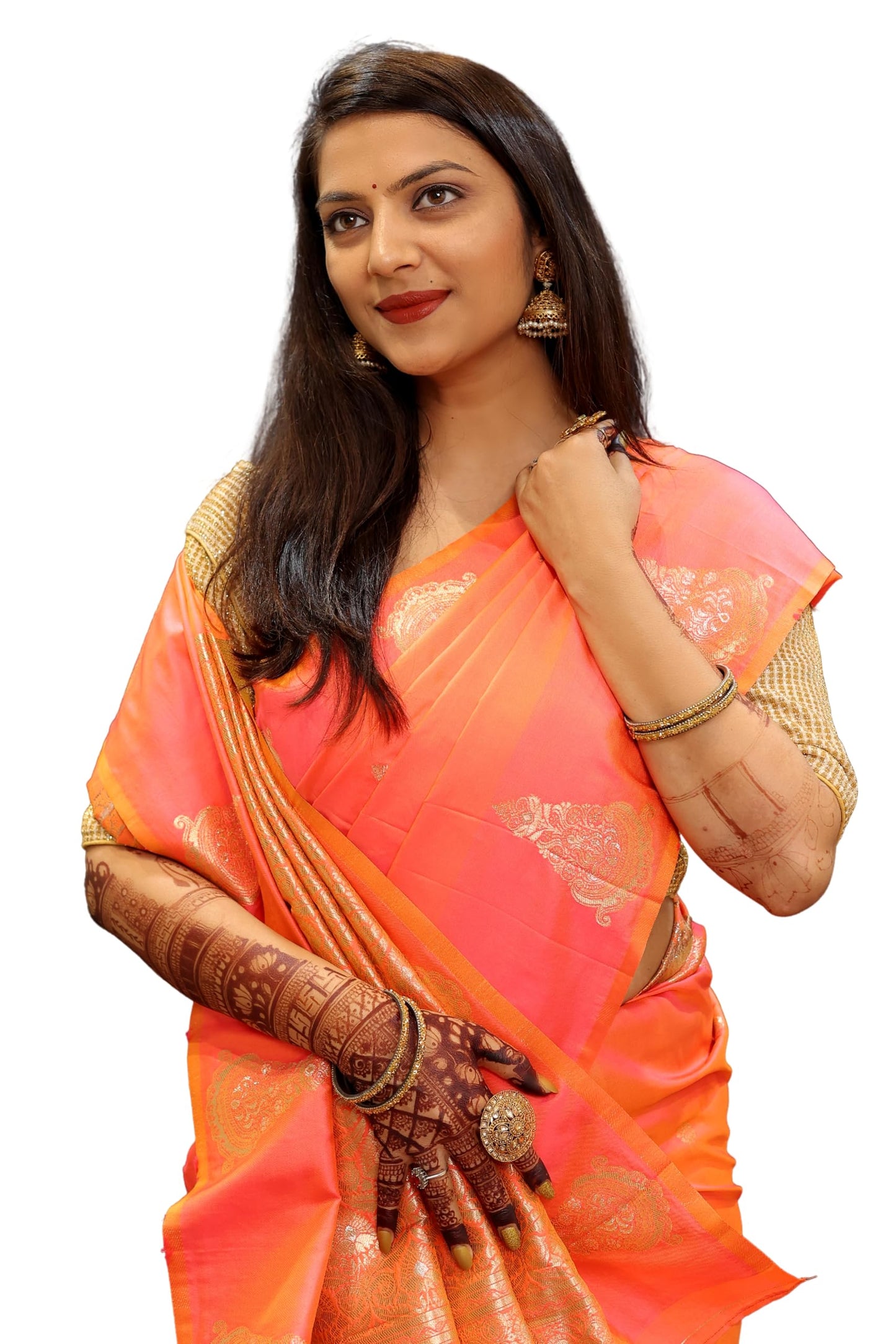 AMIRAT Women's Soft Banarasi Silk Saree with Unstitched Blouse Piece Floral Pattern Jacquard Woven Weave Type and Zari Work
