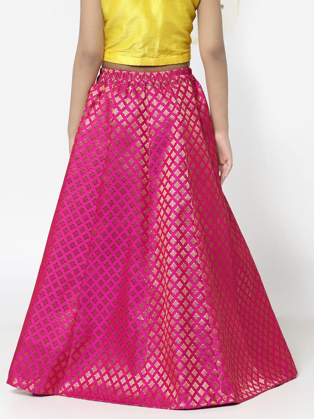 studio rasa Girls Brocade Festive Kalidaar Kids Skirt for Party Wedding (GSC12203/3-4_Pink)