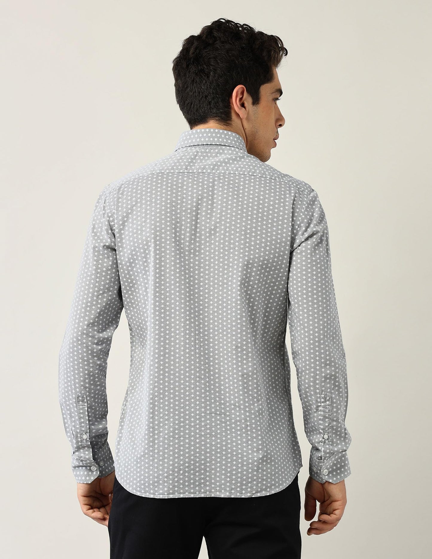 Arrow Sports Men's Geometric Slim Fit Shirt (ASAJSH1729_Black