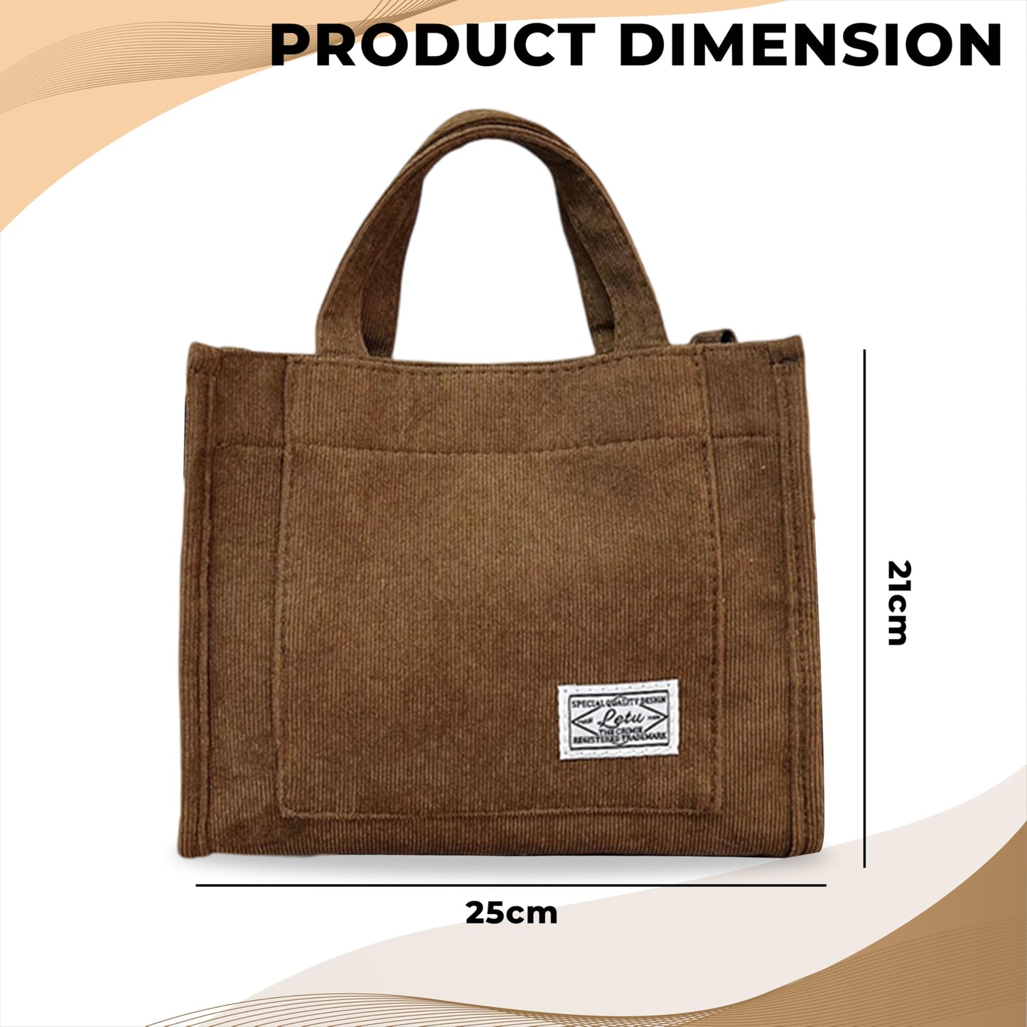 Kraptick Canvas Tote Bags – Stylish Shoulder Tote Bag Everyday Use For Women Reusable Compact Tote Bag Perfect as a Grocery, Shopping Bags for Grocery (Plain Brown)