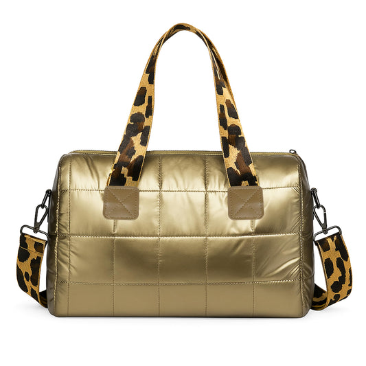 Storite Crossbody Bag, Puffy Purses Top Handle Handbags, Puffer Shoulder Tote Bag for Women - Gold