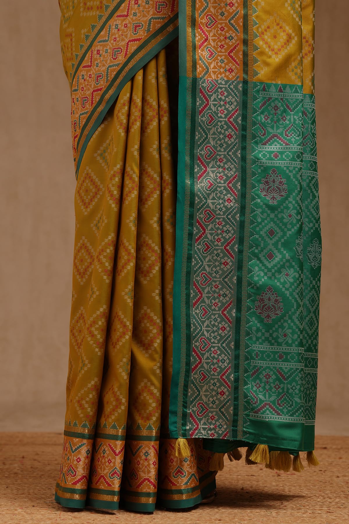 Soch Womens Light Green Silk Blend Woven Design Saree With Thread Work