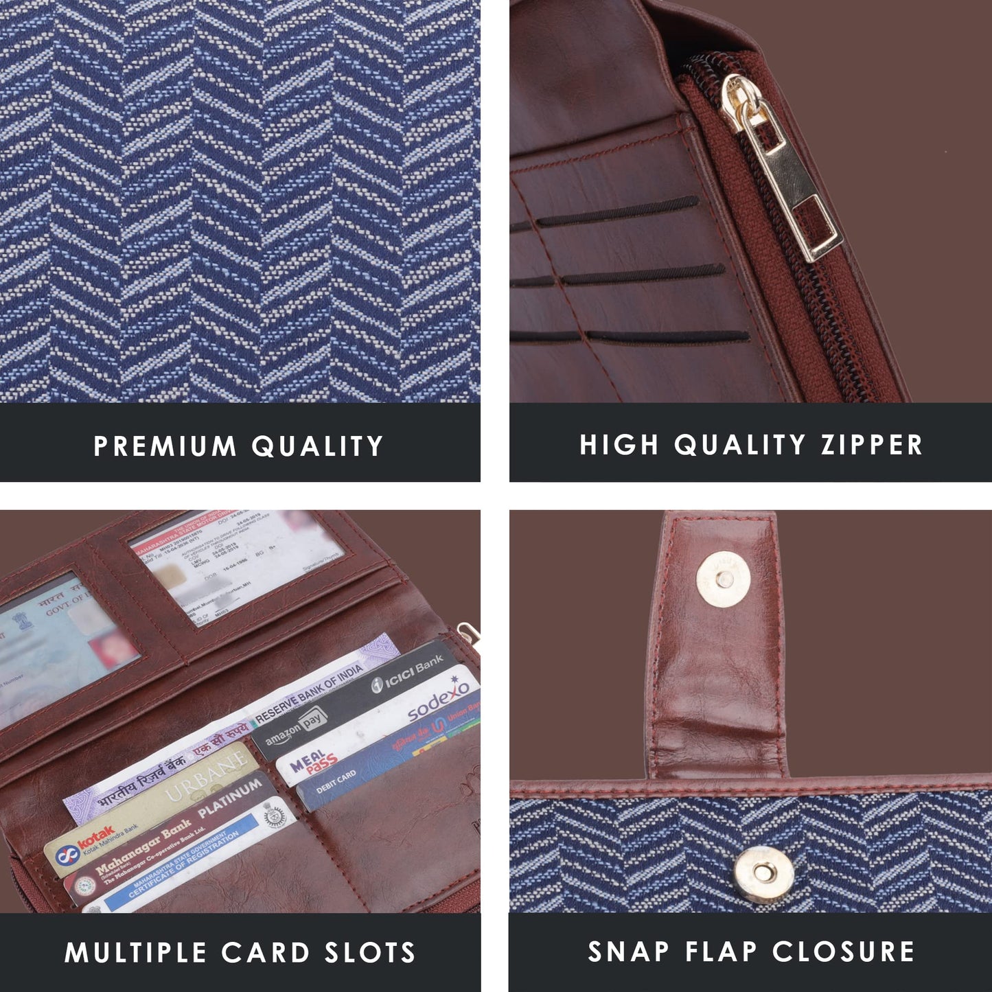 The Clownfish Filipia Ladies Wallet Womens Wrist Clutch Purse (Blue-Stripes)