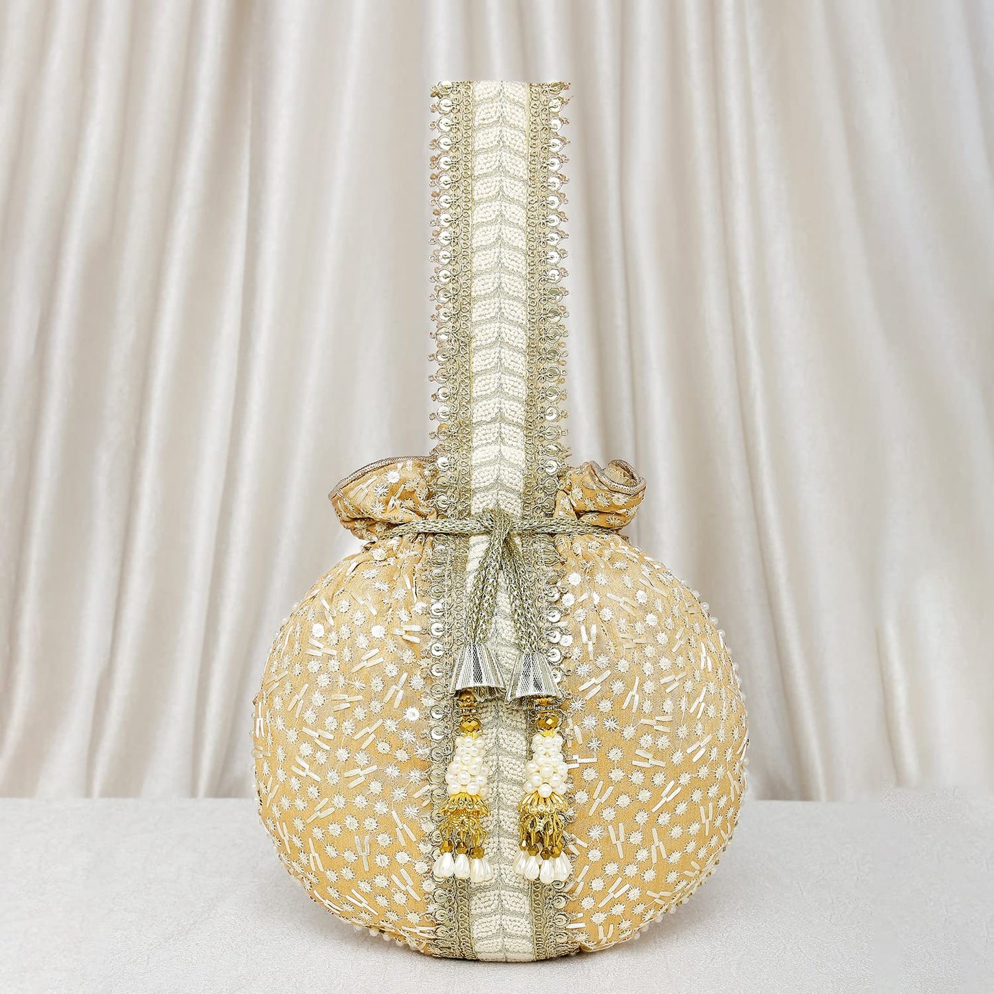 Peora Brown Potli Bags for Women Evening Bag Clutch Ethnic Bride Purse with Drawstring(P93BR)