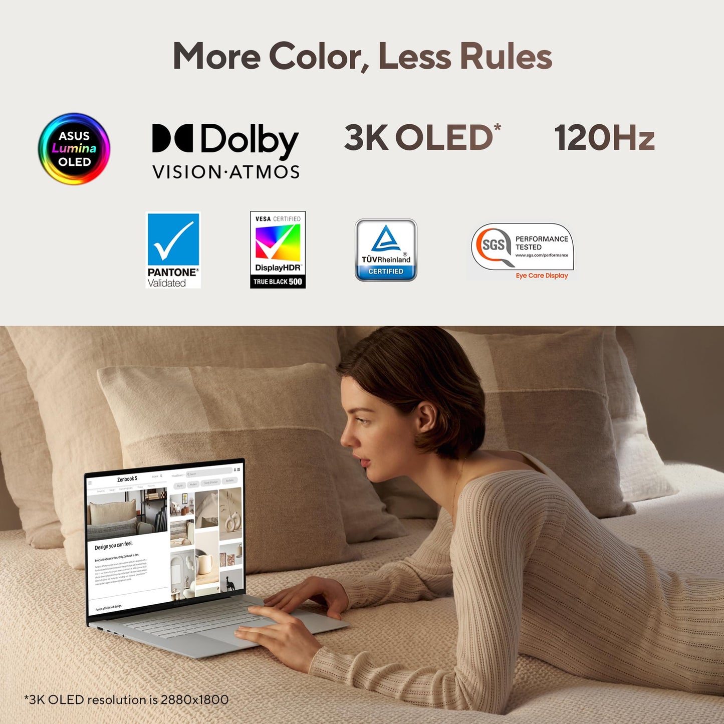 ASUS Zenbook S16, AMD Ryzen AI 7 Octa Core 350, 24GB,1TB,16" Touch Screen, 3K OLED, Windows 11,M365 Basic(1Yr)*,Office24,Scandinavian White,1.5 Kg,UM5606KA-RJ108WS,Next-Gen AI Laptop,Copilot+