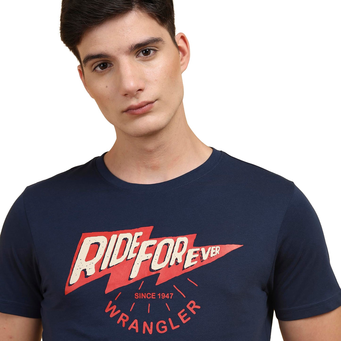 Wrangler Men's Regular Fit T-Shirt (WMTS006314_Blue