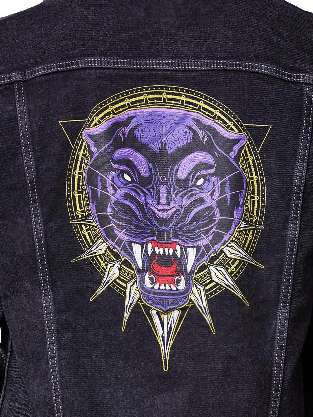 The Souled Store Mens & Boys 100% Cotton Black PantherWakanda Forever Printed Denim Jackets (Small)