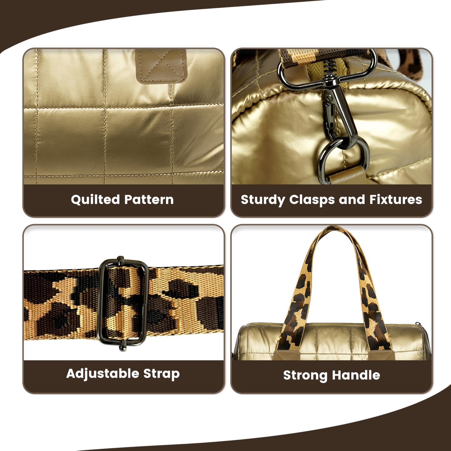 Storite Crossbody Bag, Puffy Purses Top Handle Handbags, Puffer Shoulder Tote Bag for Women - Gold