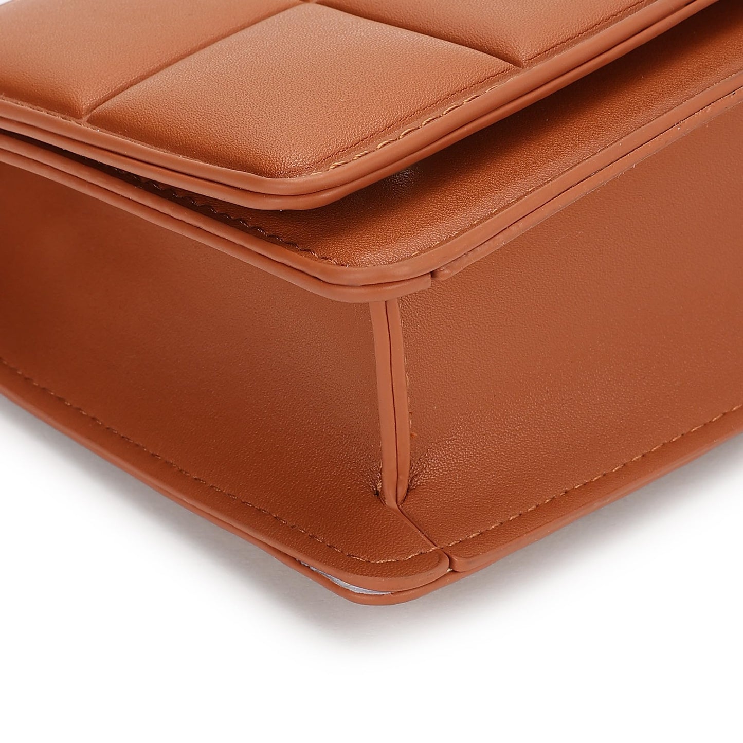 Fastrack Quilted Pattern Sling Bag For Women | Faux Leather Sling With Metal Chain Handle and Adjustable Belt | Flap Closure With Magnetic Lock and Trendy Charm | Trendy Women's Handbags