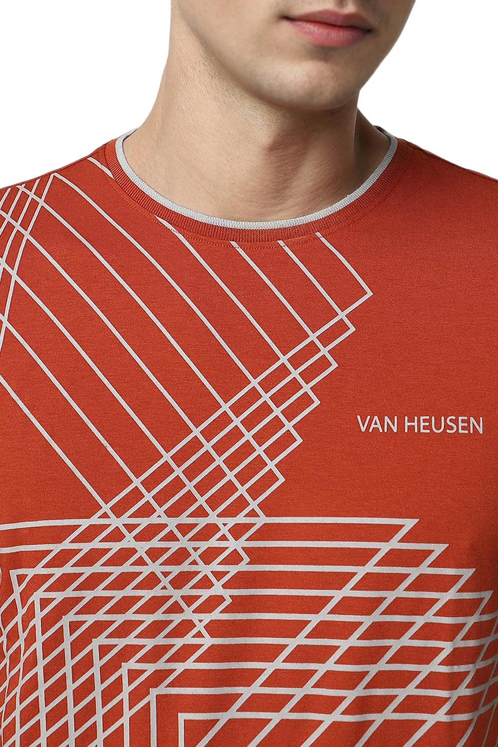 Van Heusen Men's Slim Fit T-Shirt (VDKCESLFH37584_Red