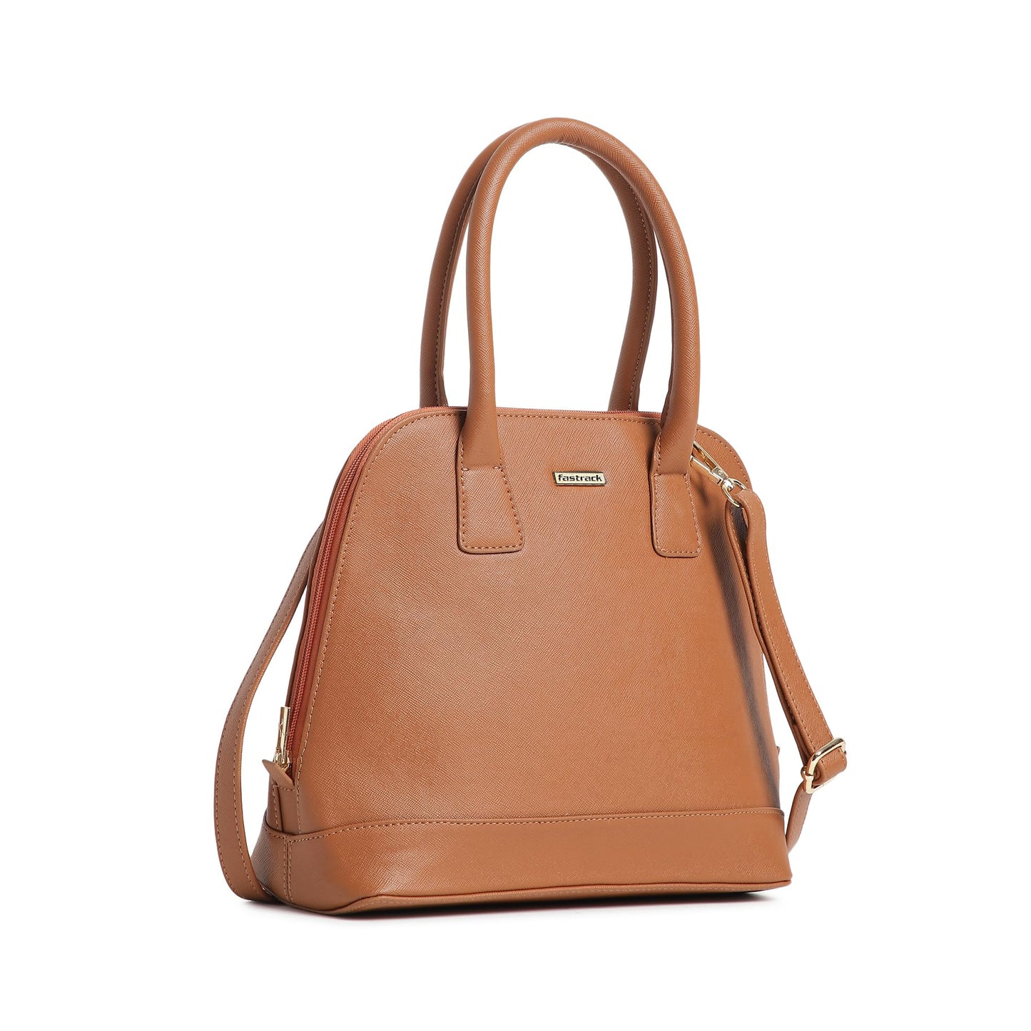 Fastrack Structured Satchel Bag for Women | Classic Bag for Girls, Ladies, Women | Spacious Bag for College, Work Made of Faux Leather (Tan)