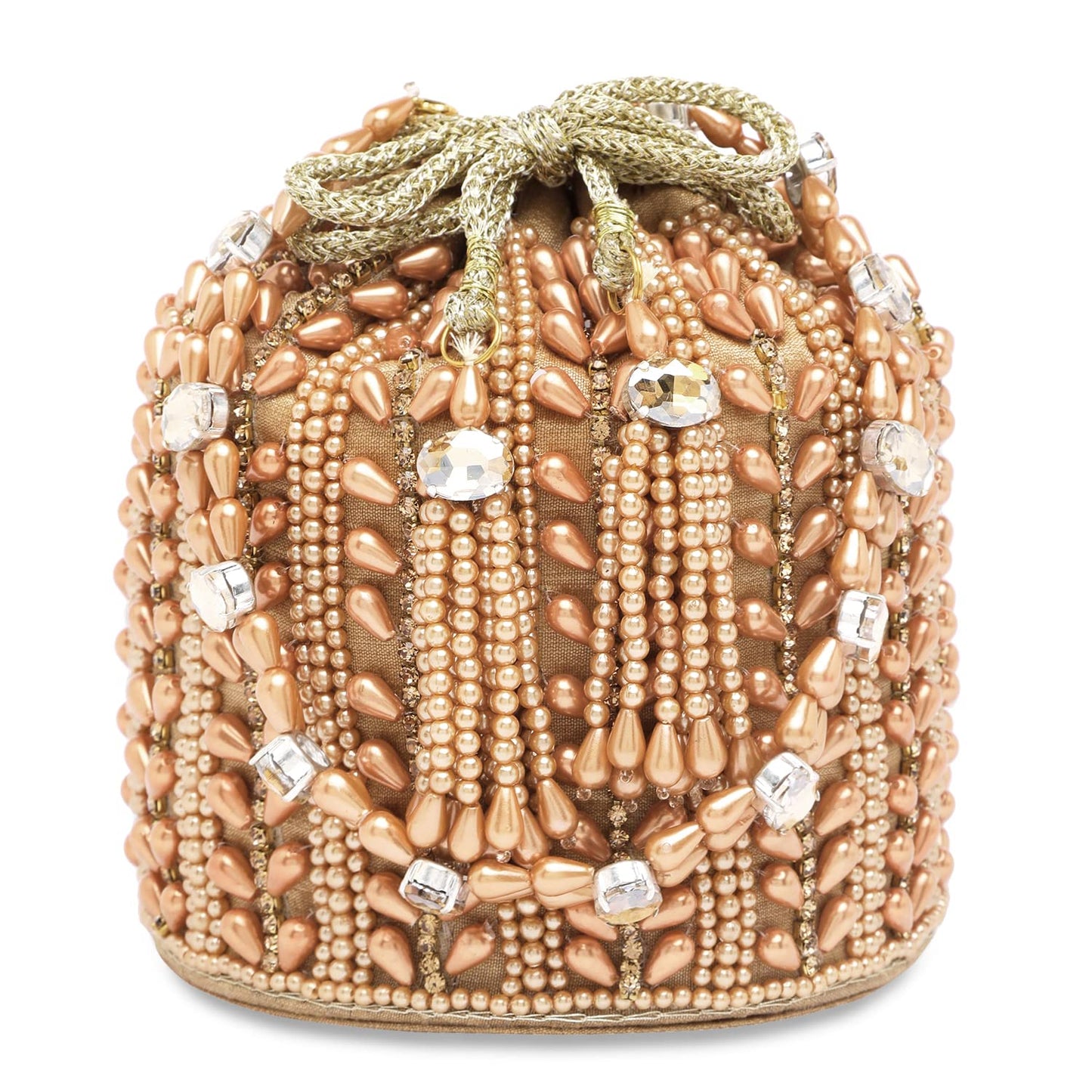 Peora Rose Gold Potli Bags for Women Evening Bag Clutch Ethnic Bride Purse with Drawstring(P36C)