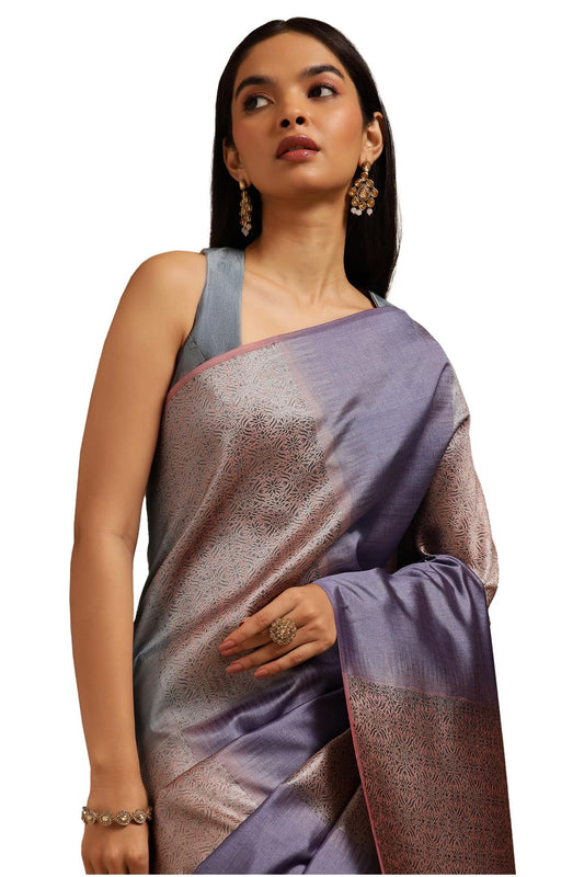 Soch Womens Multicolour Tussar Woven Design Saree