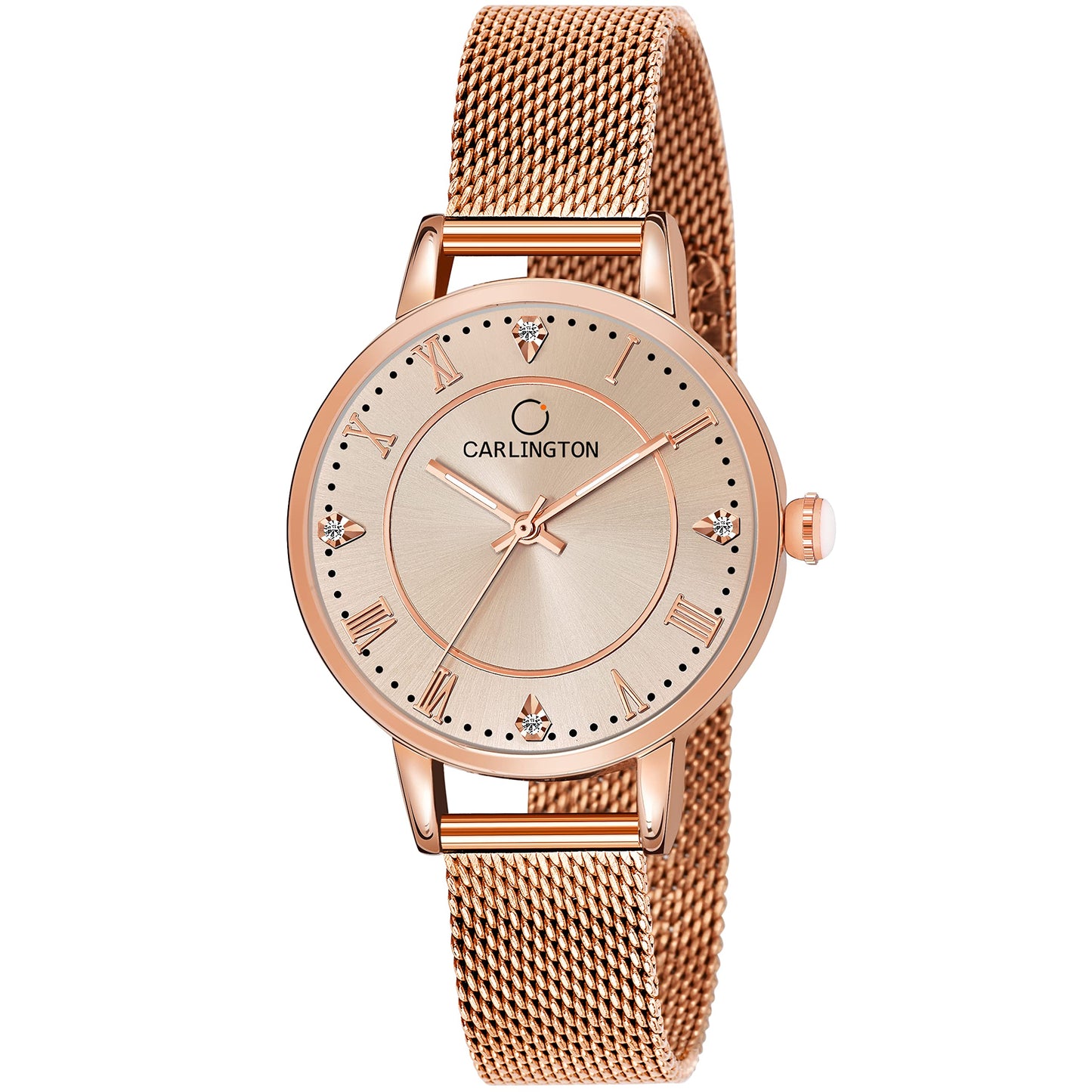 Carlington Gold-Plated Analog Dial Women's & Girl's Watch(Rose Gold Dial Rose Gold Colored Strap)