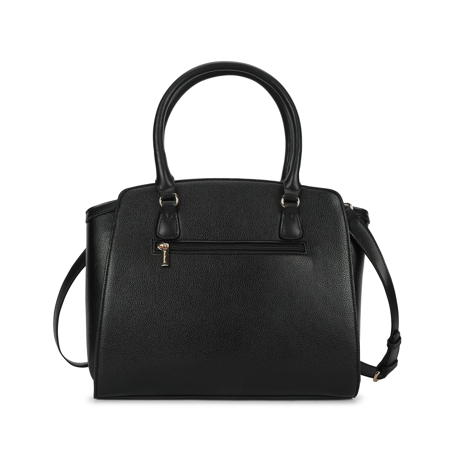 Fastrack Black Core Satchel | Women’s Faux-Leather Handbag in Black | 2 Compartments, Zipper Pockets, External Pocket & Detachable Strap | Gold Hardware