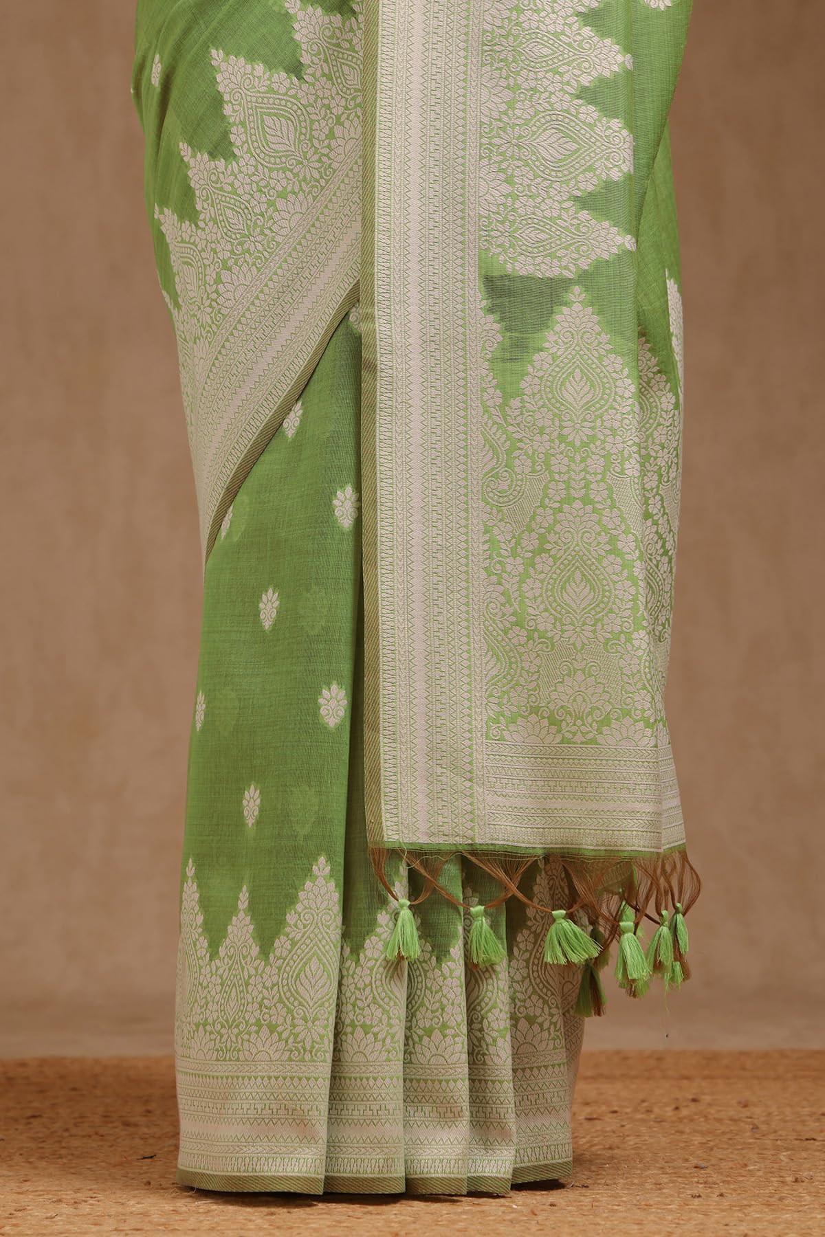 Soch Womens Light Green Chanderi Woven Design Saree