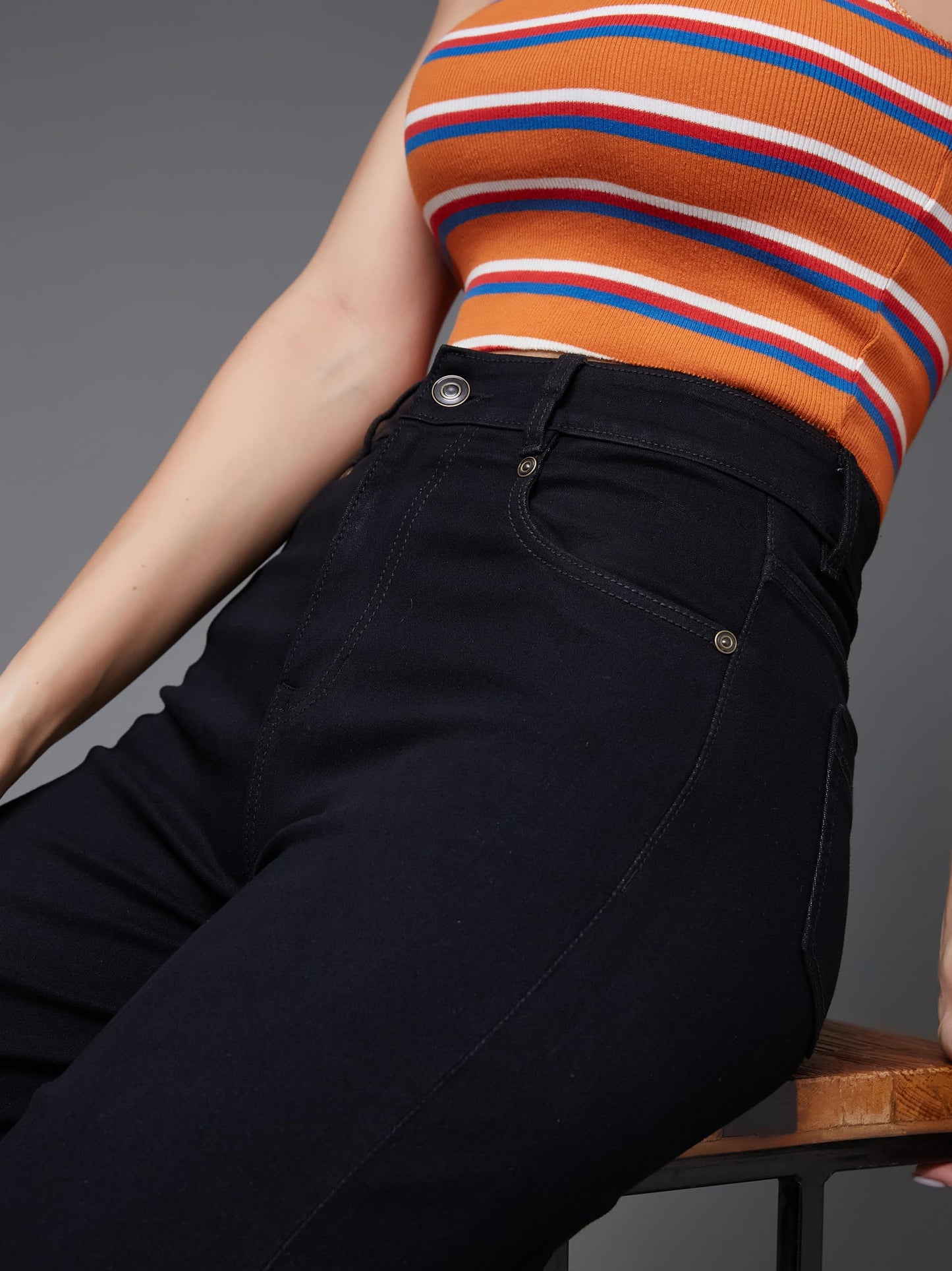 Miss Chase Women's High Rise Regular-Length Stretchable Wide Leg Denim Jeans (MCSS22DEN12-17-527-32, Gunmetal Black, 32)