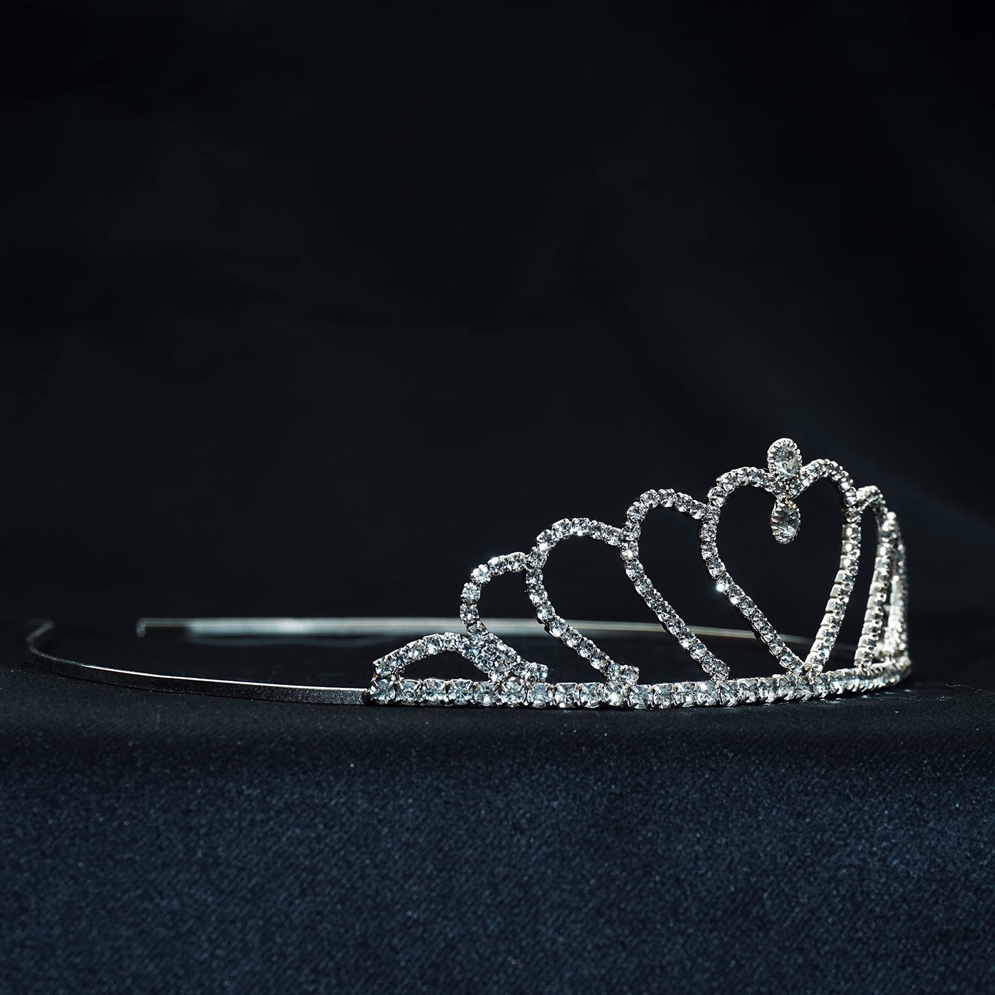 Decofy Beautiful Heart Rhinstone Diamond Crown Tiara- Hair Accessories Tiara Headband for Women and Girl Crown Hairband Tiara