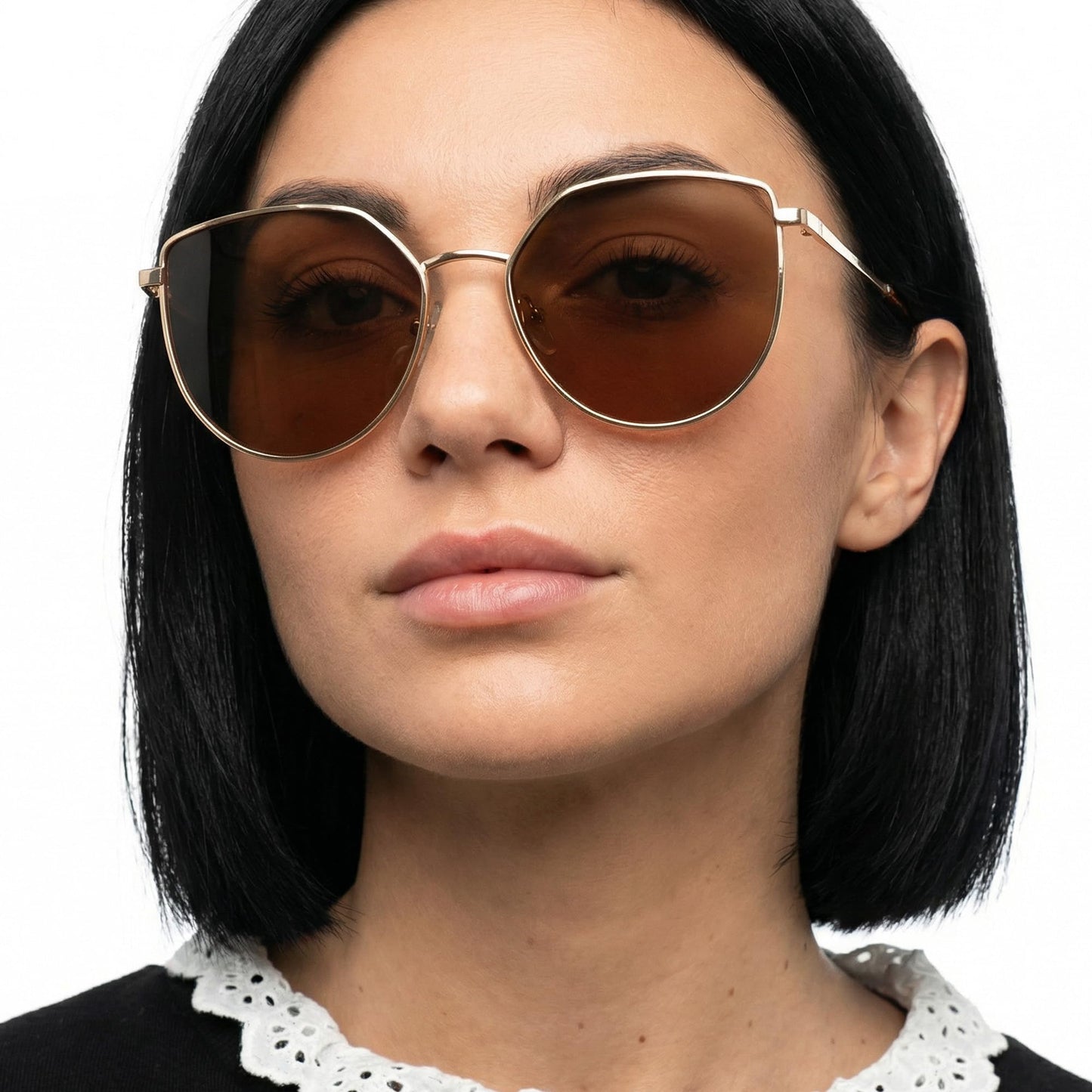 Polarized and 100% UV Protected | Golden-Brown Full Rim Cat Eye | Stylish & Premium Sunglasses | For Women | Medium | VC S11470