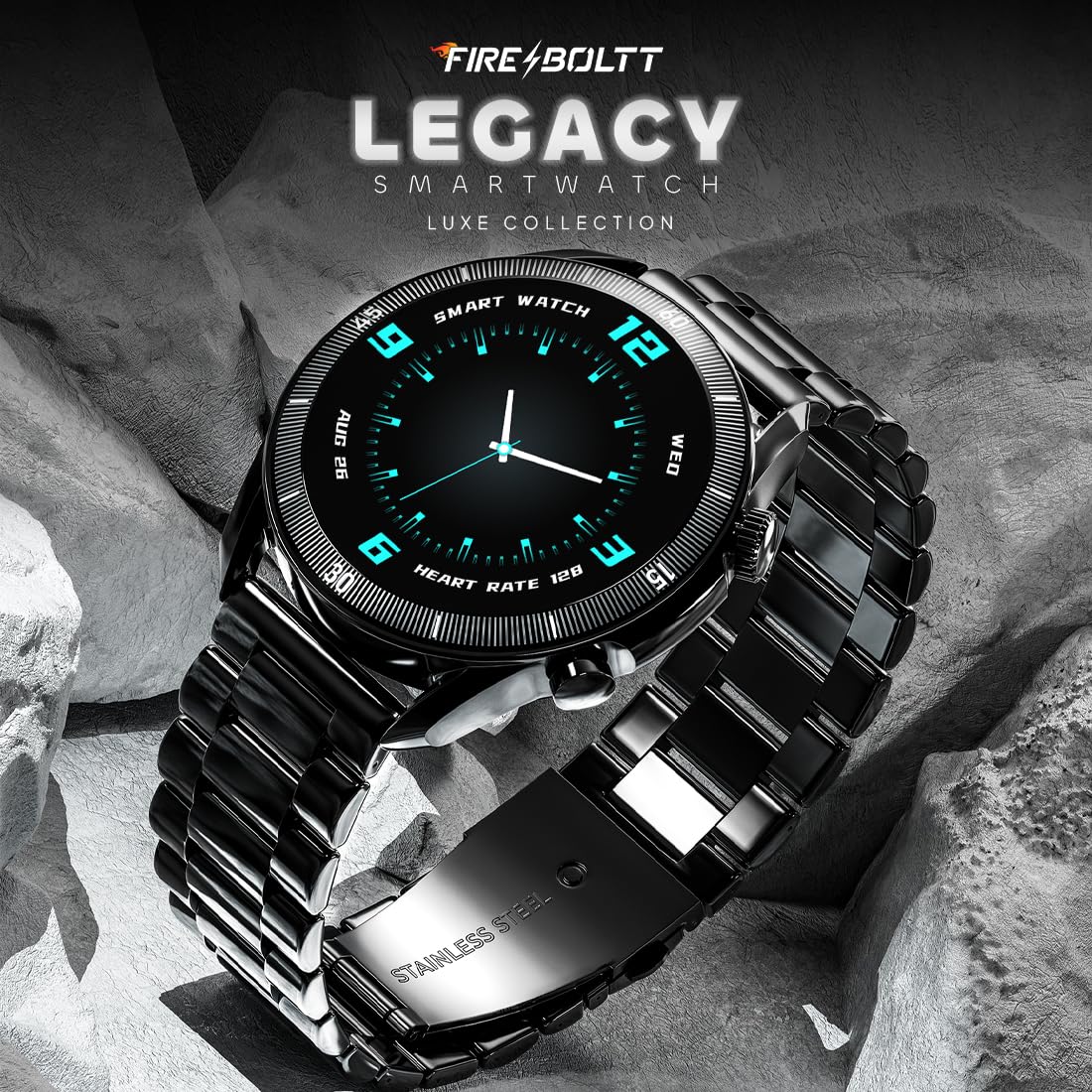 Fire-Boltt Legacy Luxury Smartwatch | 1.43" AMOLED Display with Always On | Bluetooth Calling & Voice Assistant | IP68 Water Resistant | Health & Fitness Tracker with 110+ Sports Modes (Black SS)