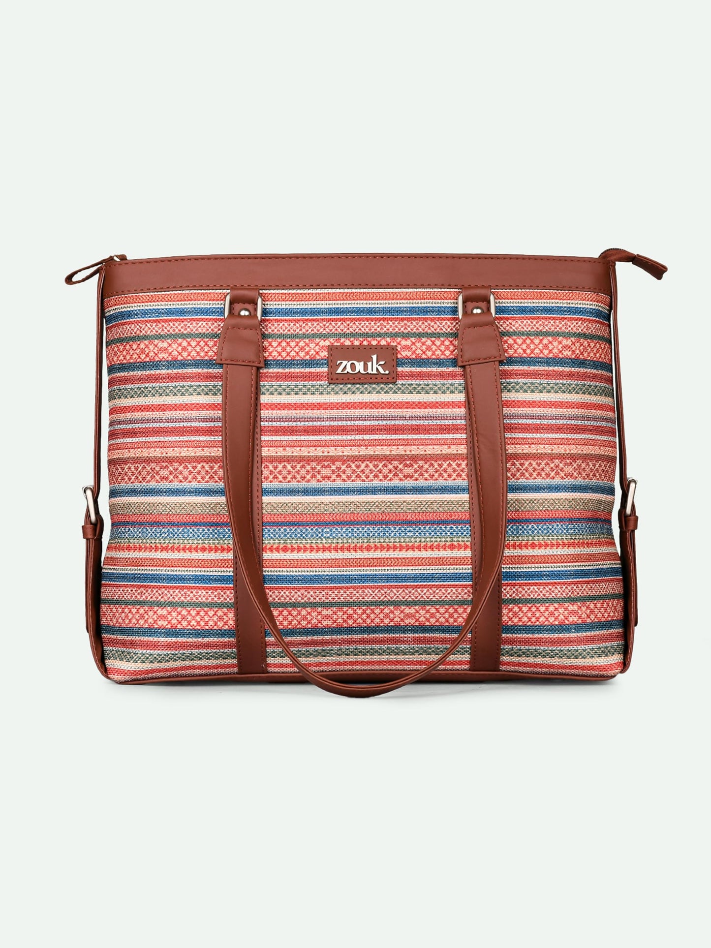 ZOUK Women's Office Bag With External Pocket and Double Handles Shoulder Strap | Assam Tapestry