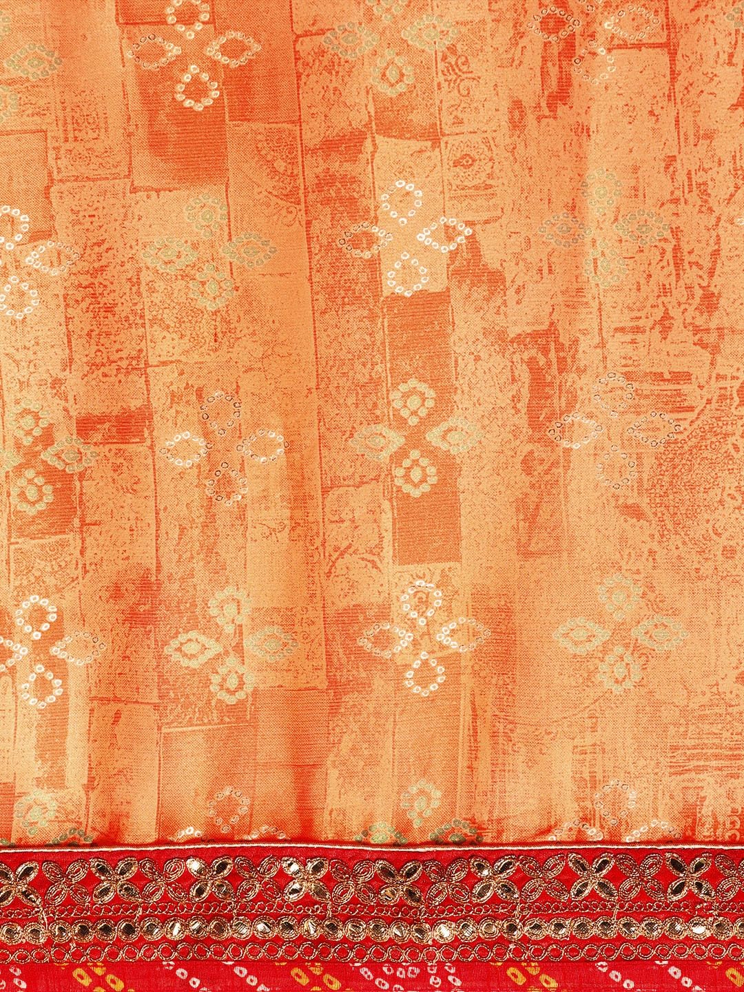 Pandadi Saree Silk Women's Orange Bandhani Saree With Delicate Lace Border&Unstitched Blouse Piece