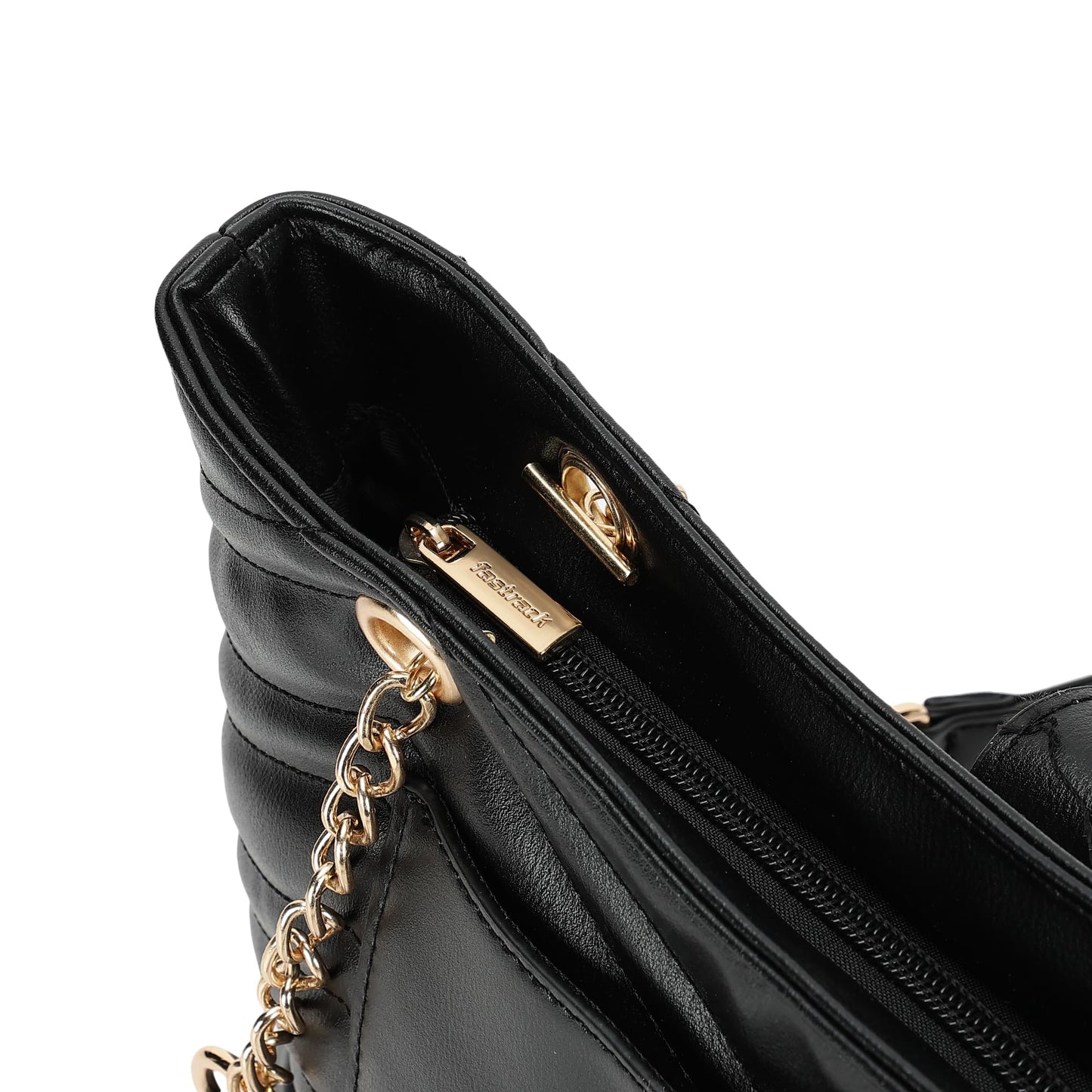 Fastrack Quilted Structured Tote Bag with Semi-Metallic Shoulder Strap for Women, Girls and Ladies