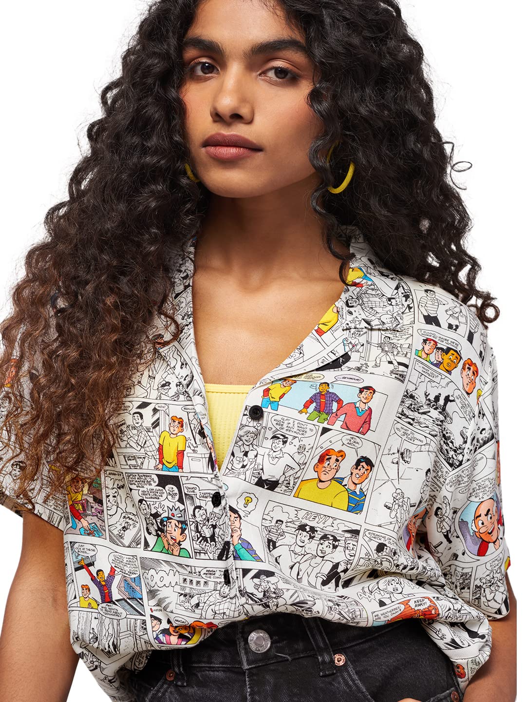 The Souled Store| Official Archie: Comic Strip Women and Girl Hawaiian Shirts|Regular fit Half Sleeve Graphic Printed| 100% Rayon White Color Women Hawaiian Shirts
