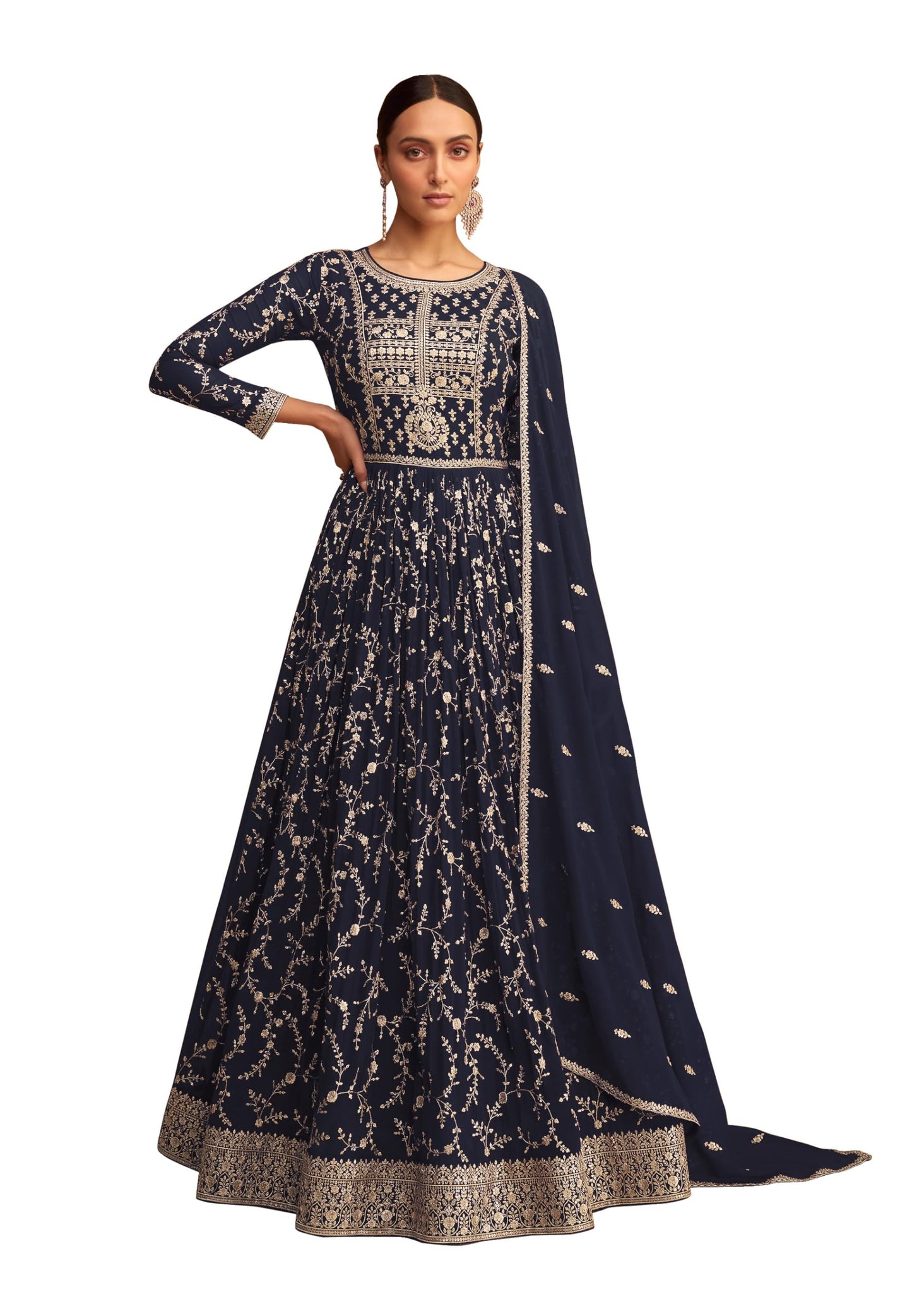 RUDRAPRAYAG Anarkali Georgette and Santoon Gown for Women | Long Anarkali Gown for Women Semi-Stitched 2024