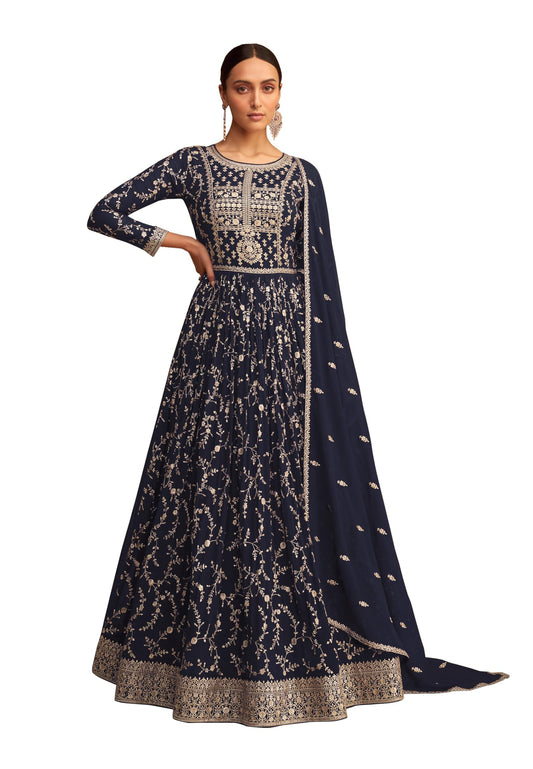 RUDRAPRAYAG Anarkali Georgette and Santoon Gown for Women | Long Anarkali Gown for Women Semi-Stitched 2024