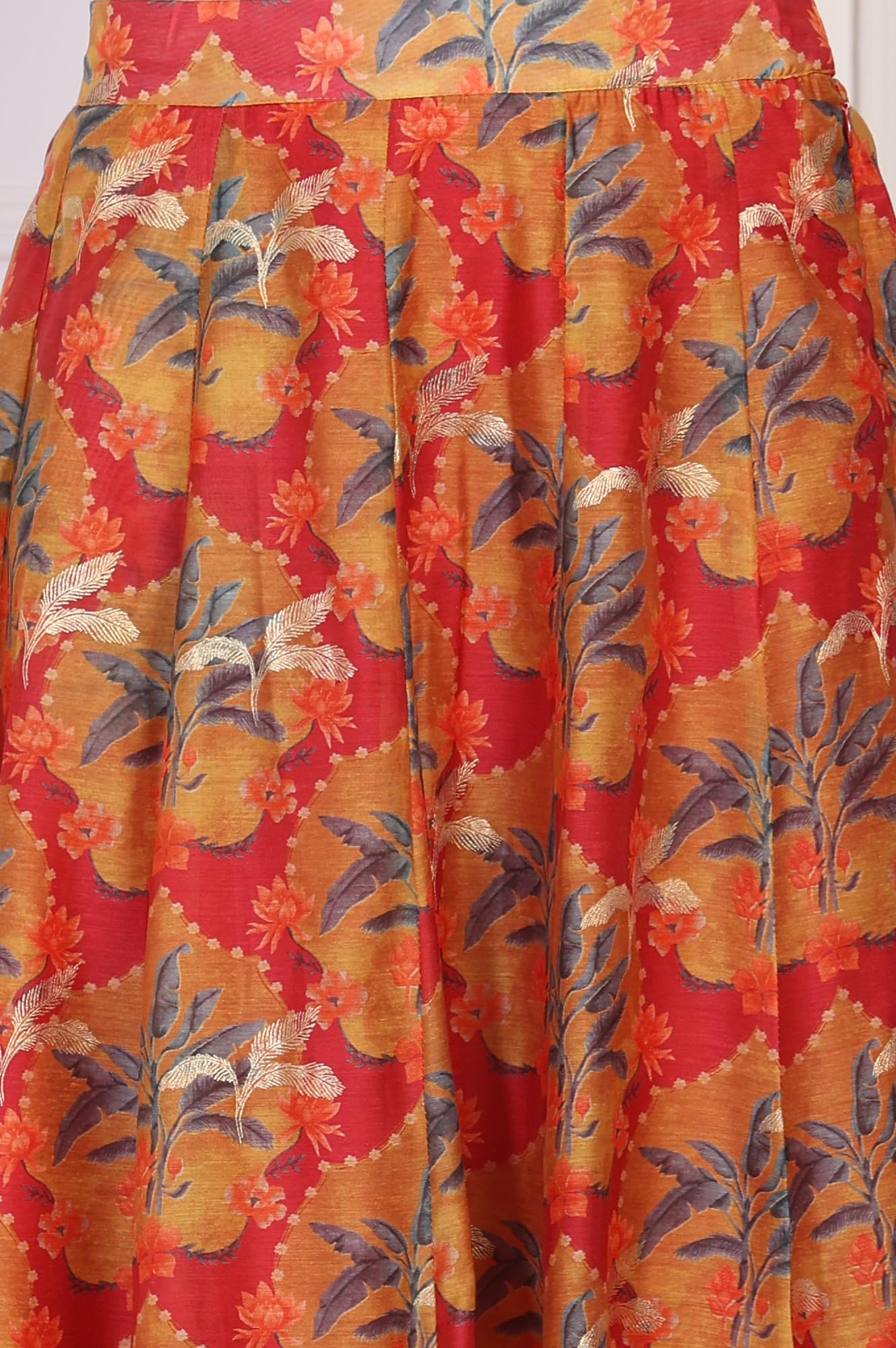 W for Woman Floral Printed Crepe Crop Top with Skirt and Dupatta Set (WS13899)