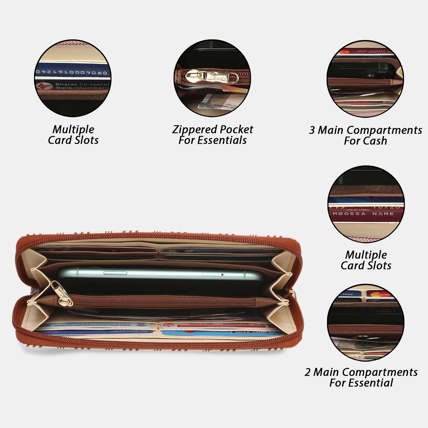 Lavie Women's Sacy Monogram LL Print Large Zip around Wallet | Ladies Purse Handbags