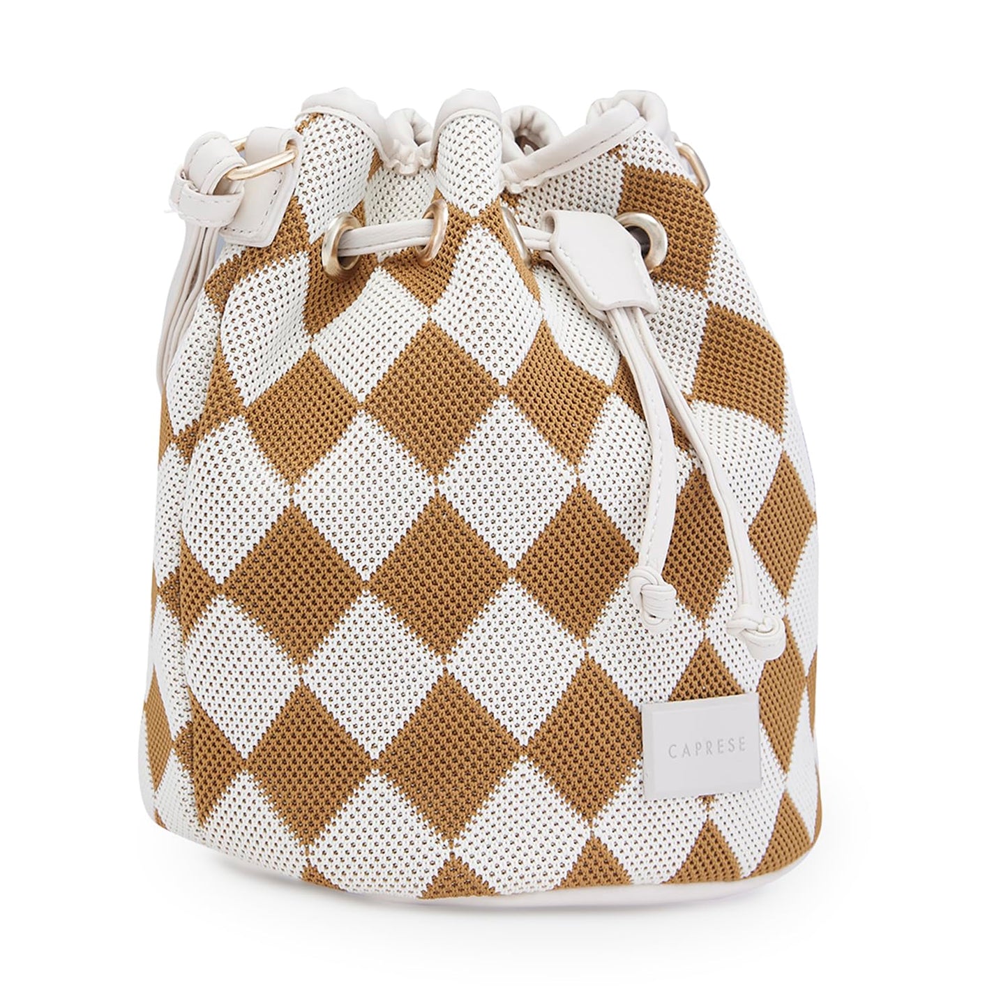 Caprese Checker Sling Bag for Women (Medium, Cream)