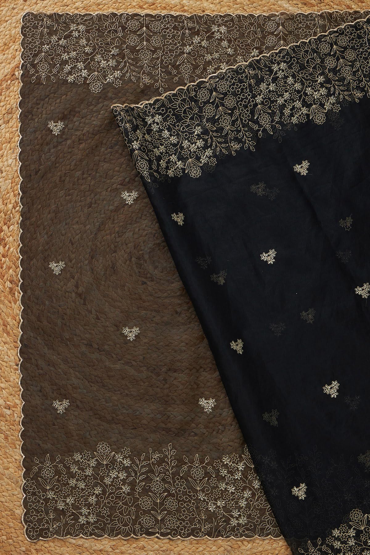 Soch Womens Black Organza Embroidered Dupatta With Zari