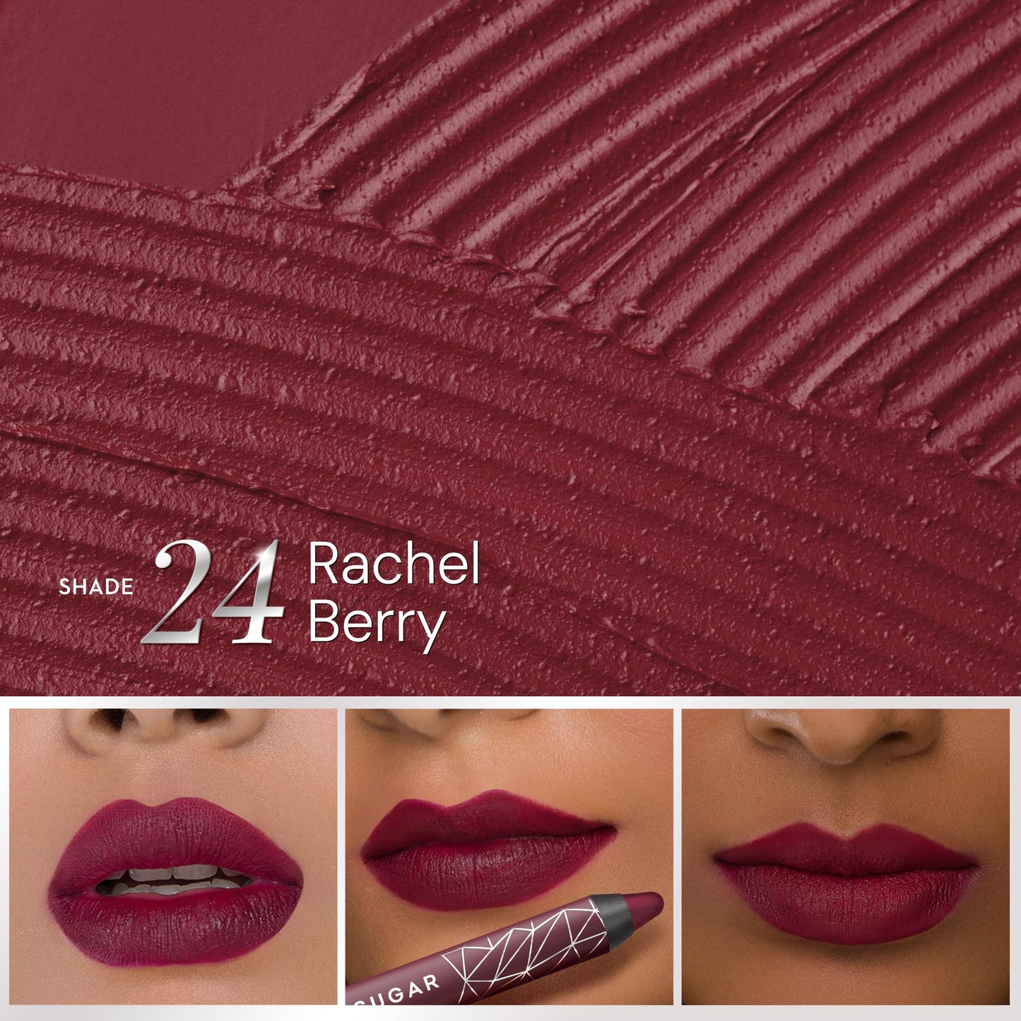 SUGAR Cosmetics Matte as Hell Crayon Lipsticks for Women | Lasts Up To 8+ Hours | Lip Crayon with Sharpener | 2.8gm - 24 Rachel Berry (Anniversary Edition)