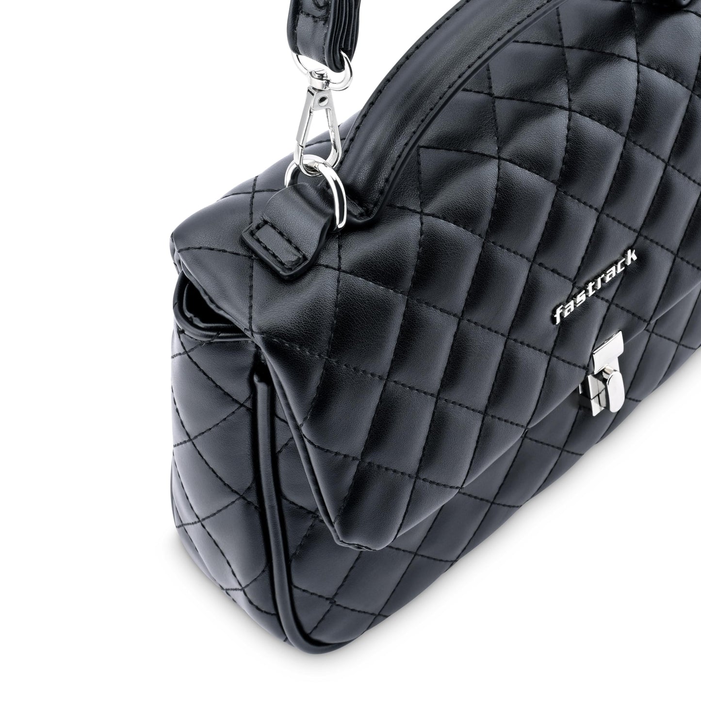 Fastrack Quilted Chic Satchel | Faux-Leather Women's Handbags| Ladies Purse Handbag | Satchel for Casual Carry