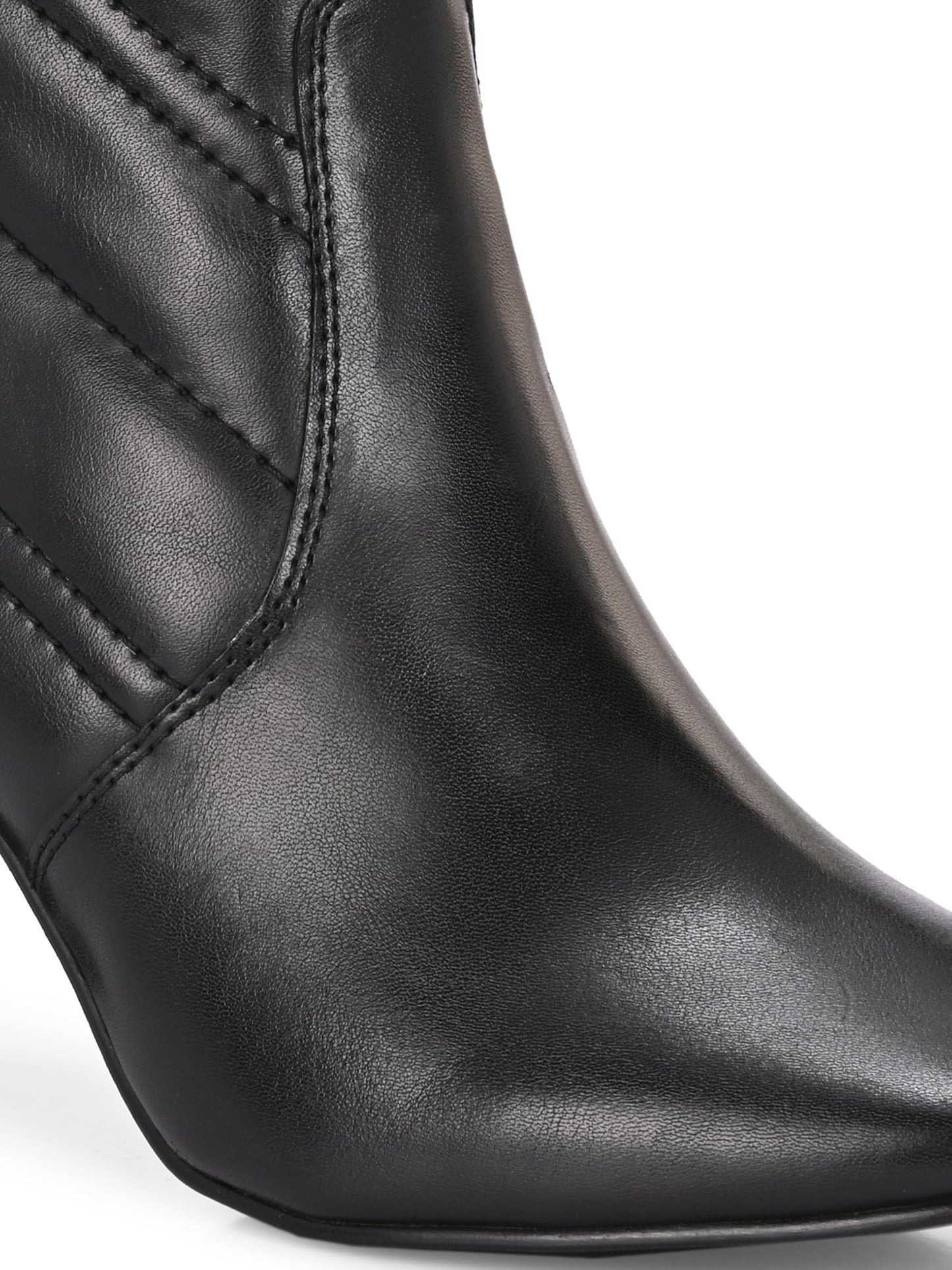 Delize Black Women high heeled T-point toe derby boots 65100-37