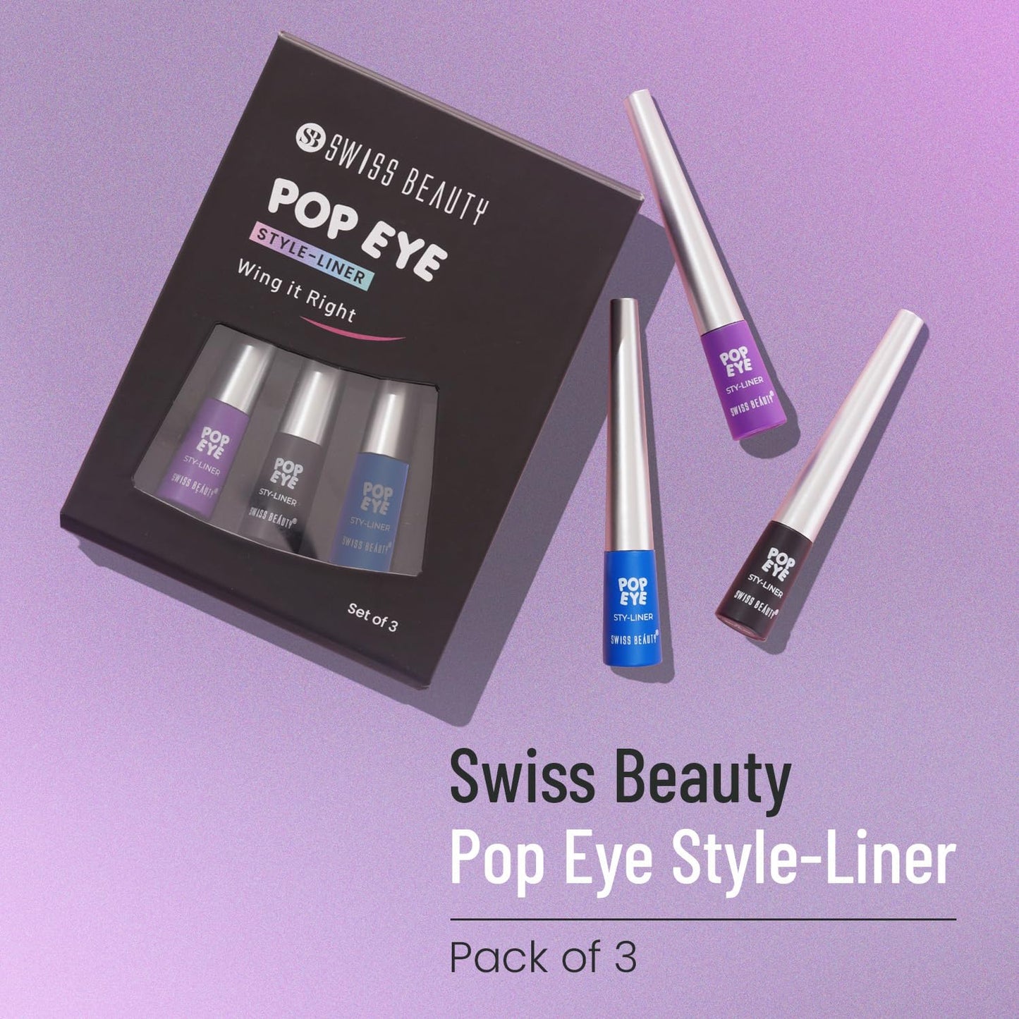 SWISS BEAUTY Pencil Pop Eye Sheer Finish Style-Liner Pack of 3 (Multicolor)
