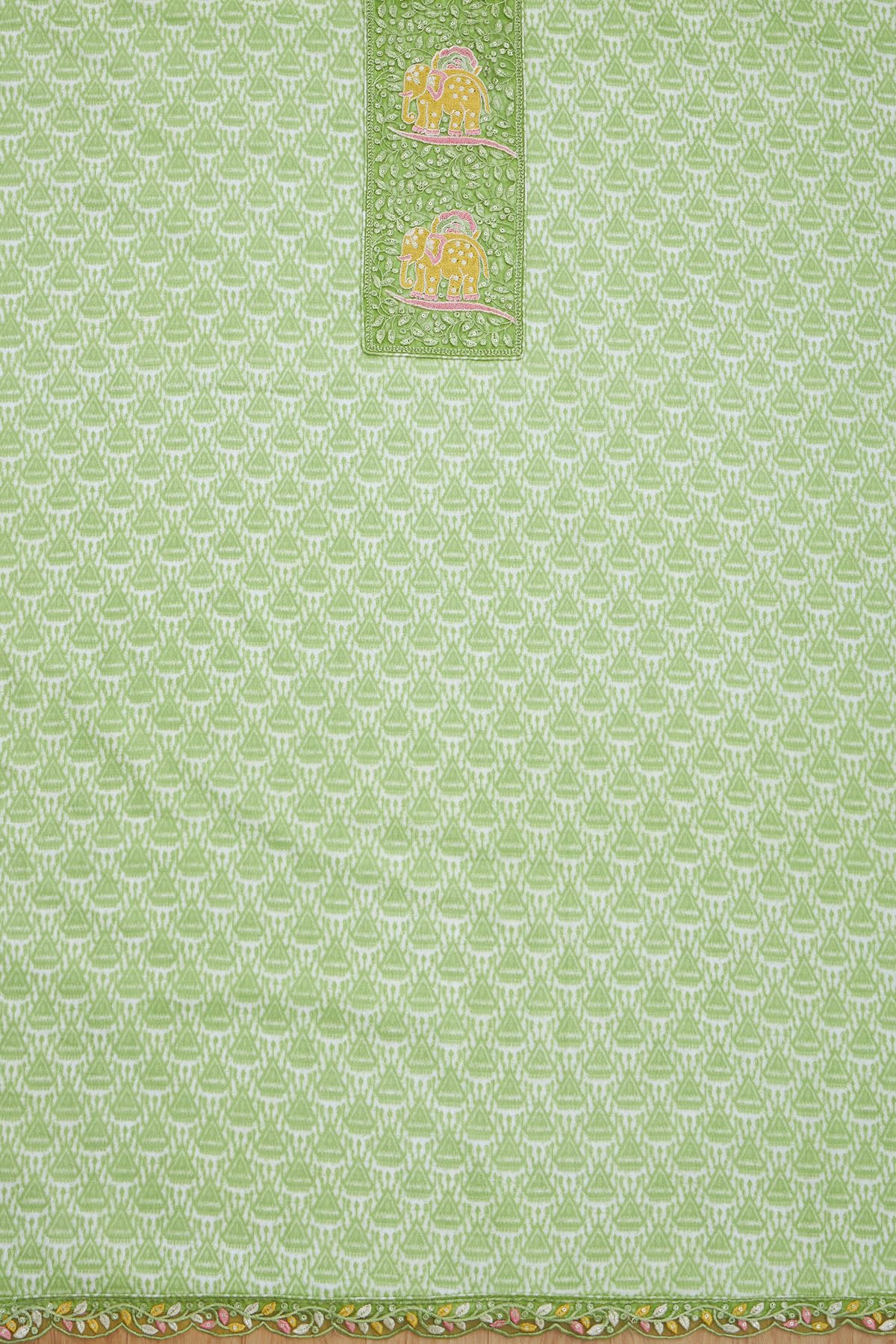 Soch Womens Green Cotton Ethnic Motif Unstitch Dress Material