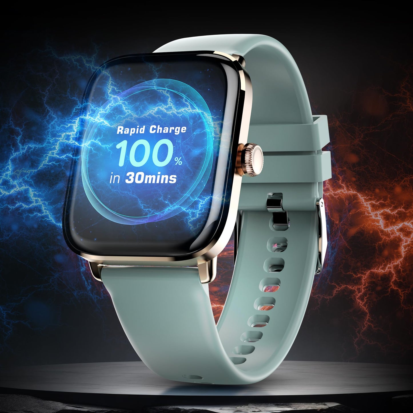 (Refurbished) Pebble Ultra Rapid 1.83" HD Display. India's First Fastest Charging, Premium Metal Built, Unisex Design Smartwatch (Blush Green)