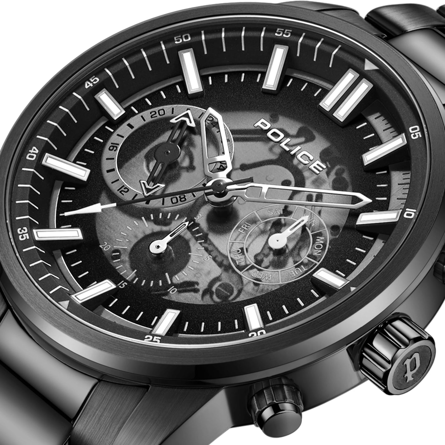 Police Quartz Multifunction Black DIAL Stainless Steel Strap Watch for Men-PLPEWJK2227003SW