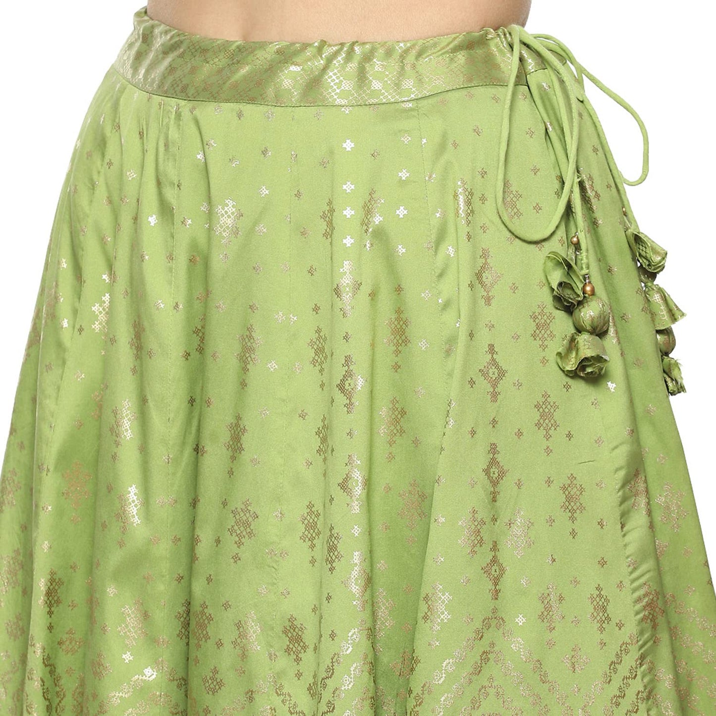 BIBA Women Poly Tafetta Lehenga Choli Readymade Light Green 3Xl