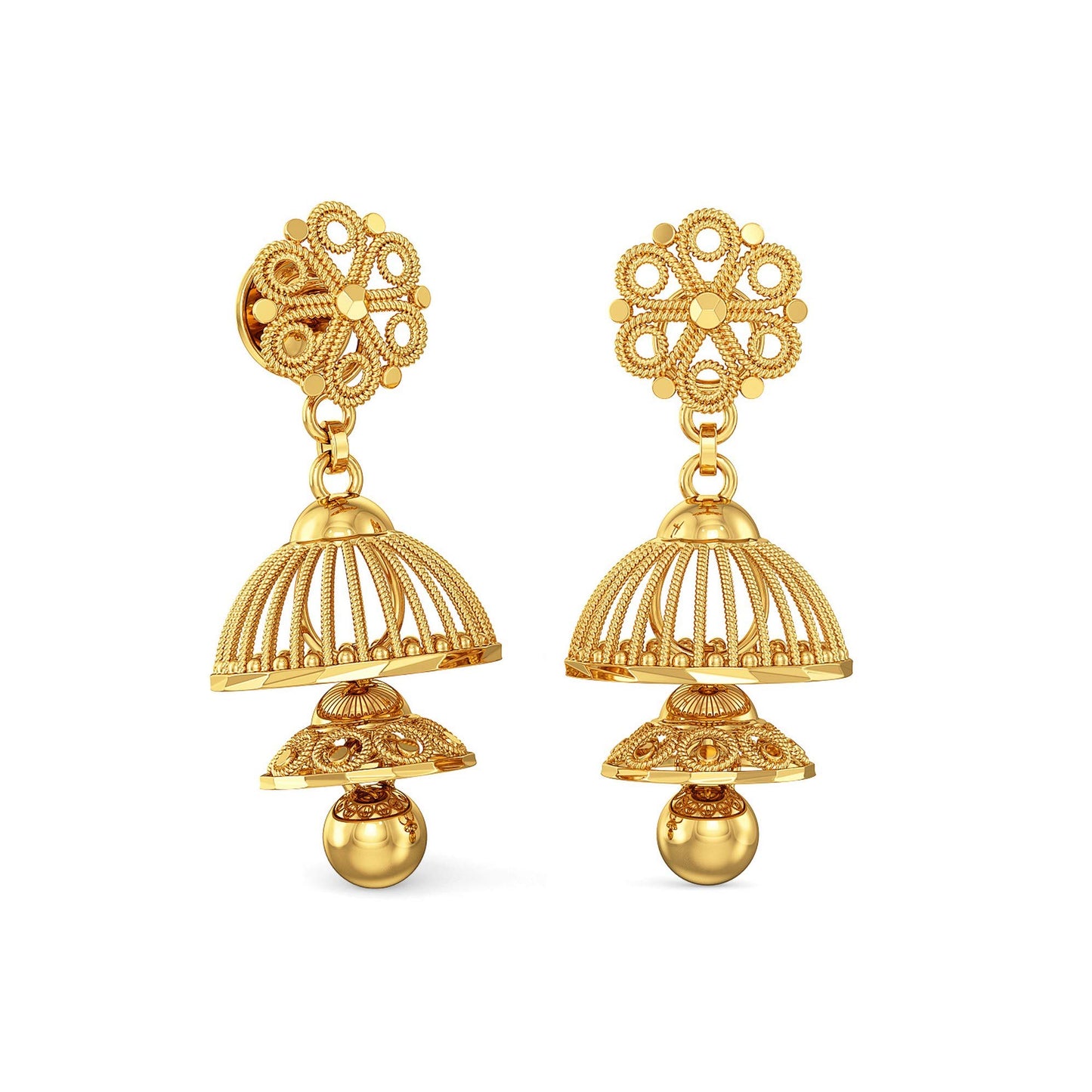 joyalukkas 22k Yellow Gold Jhumki Earrings for Women
