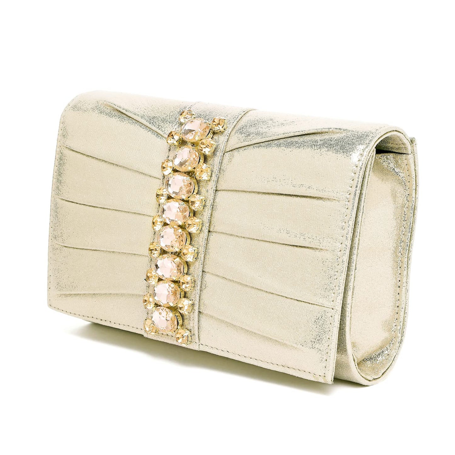 Peora Clutch Women's Purse Bridal Bag For Casual Detachable Strap Evening Sling Bag (Gold)-C53G