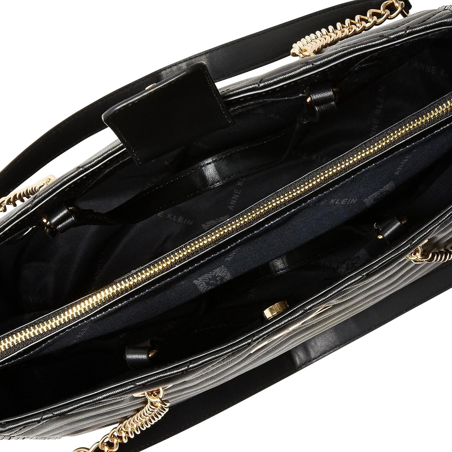 Anne Klein Quilted Double Handle Tote, Black, One Size